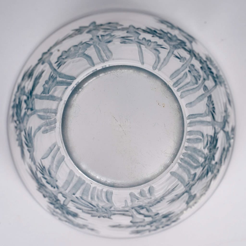 Vase « Bluets » verre blanc patiné bleu de René LALIQUE | Biron 