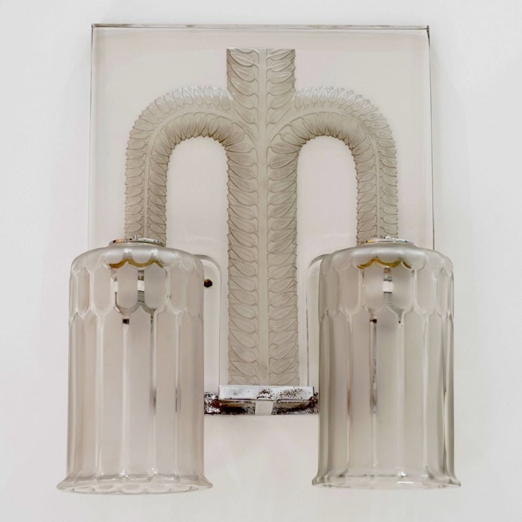 Paire d’Appliques « Saint Nabor » verre blanc de René LALIQUE | Biron 