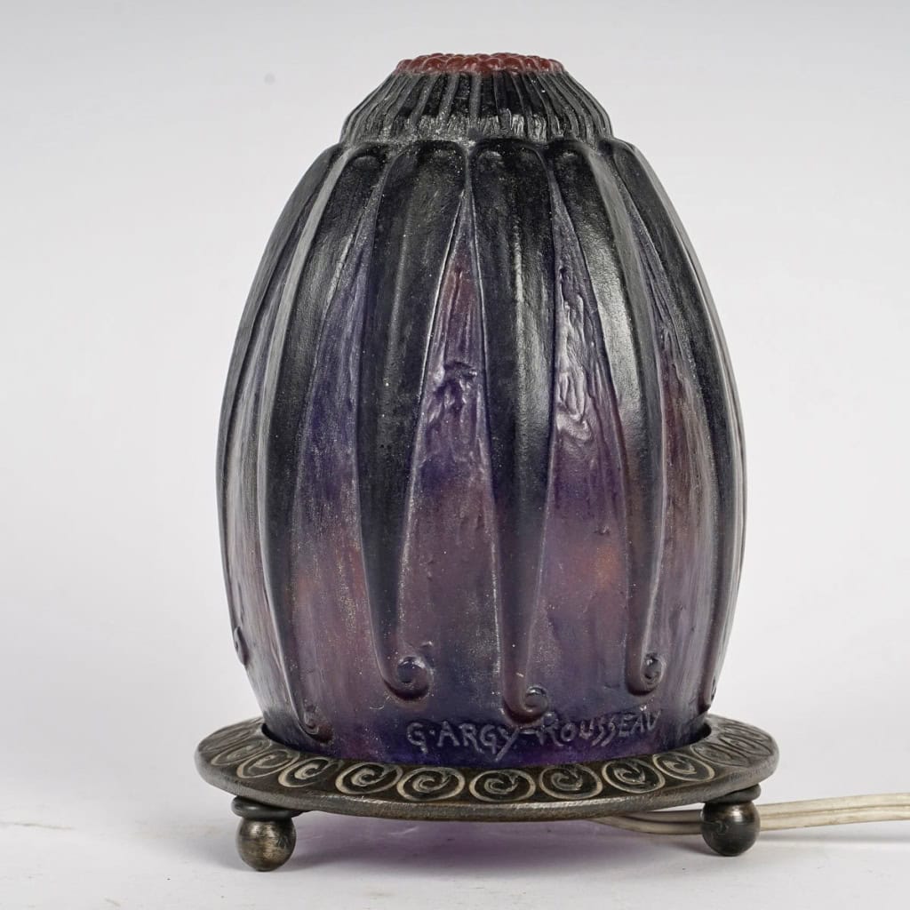 Veilleuse « Pétales Fleurs Retombantes » pâte de verre de Gabriel ARGY-ROUSSEAU | Biron 