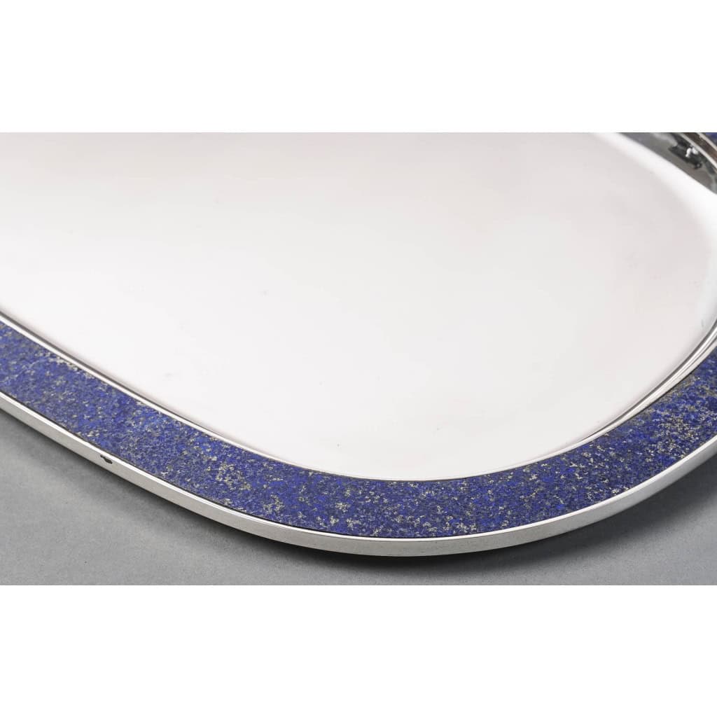 Christian Dior 20e – Service à thé sur son plateau en argent massif et lapis lazuli | Biron 