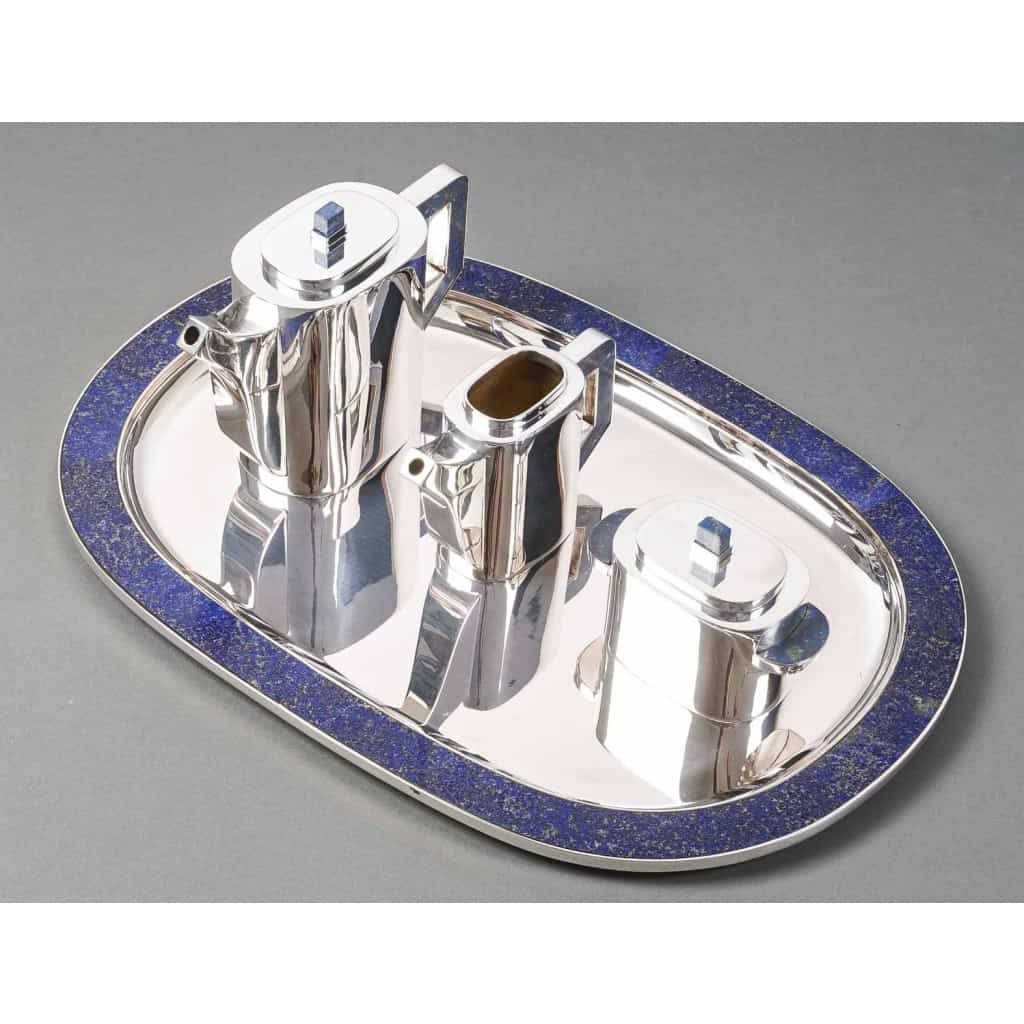 Christian Dior 20e – Service à thé sur son plateau en argent massif et lapis lazuli | Biron 