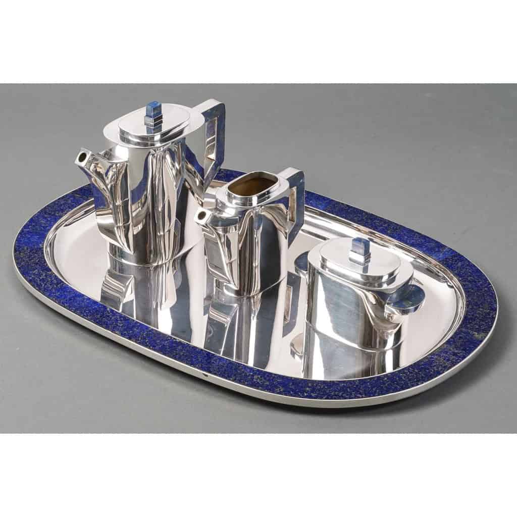 Christian Dior 20e – Service à thé sur son plateau en argent massif et lapis lazuli | Biron 