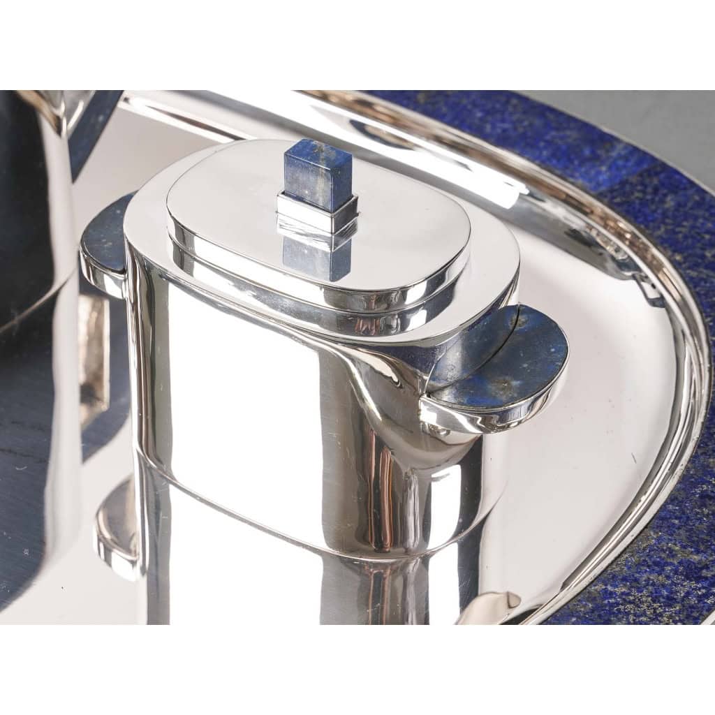 Christian Dior 20e – Service à thé sur son plateau en argent massif et lapis lazuli | Biron 