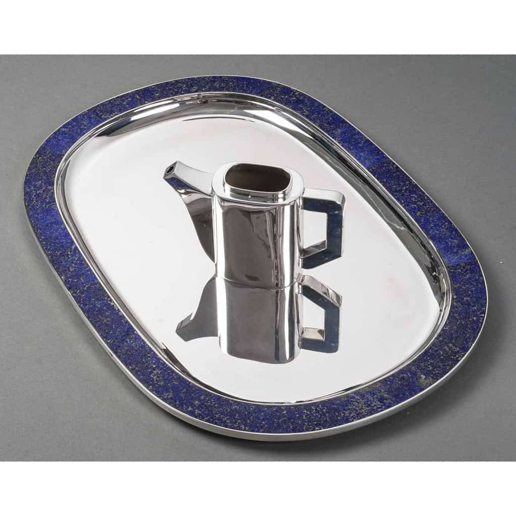 Christian Dior 20e – Service à thé sur son plateau en argent massif et lapis lazuli | Biron 