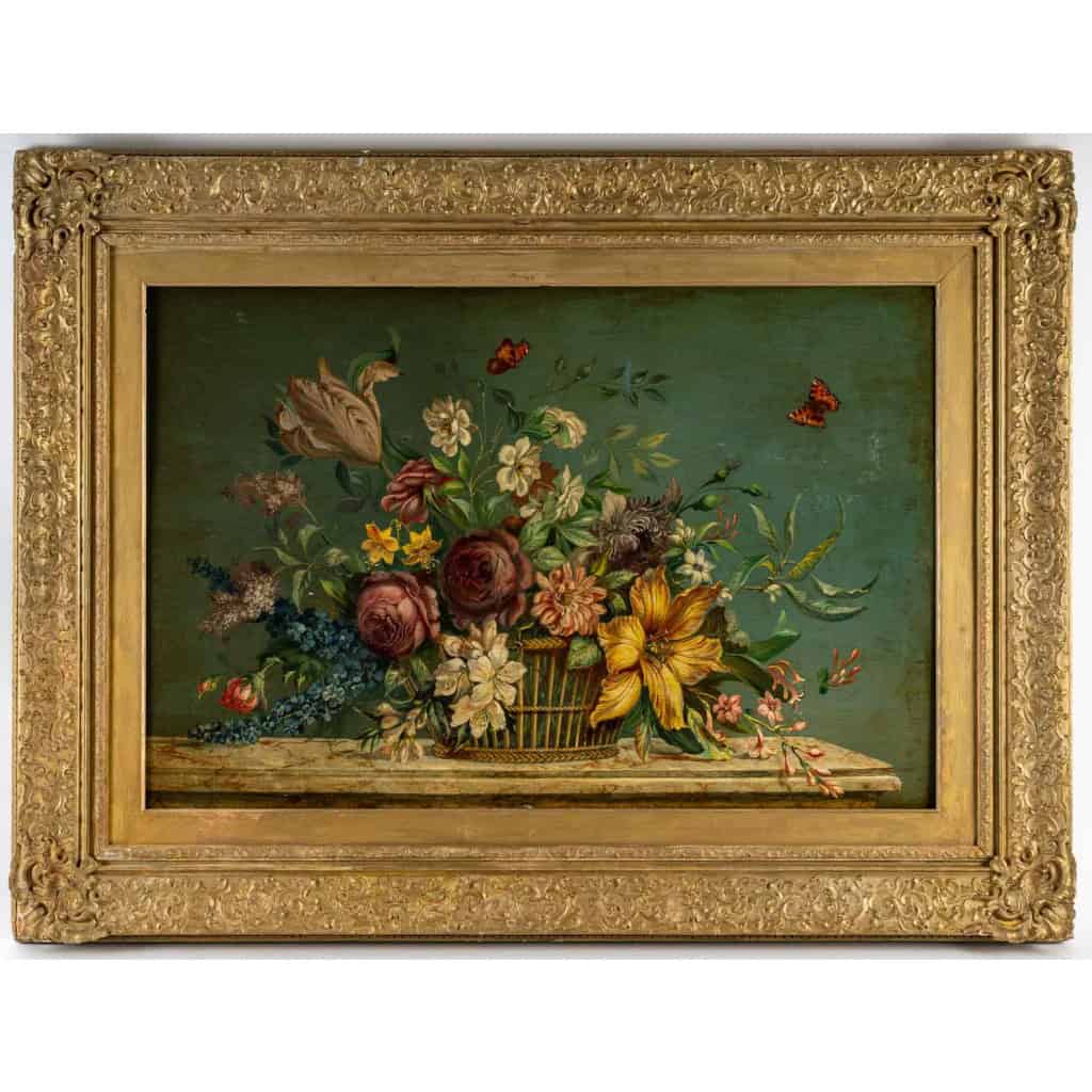 Bouquet de Fleurs sur un Entablement en Pierre huile sur panneau vers vers 1880-1890 | Biron 