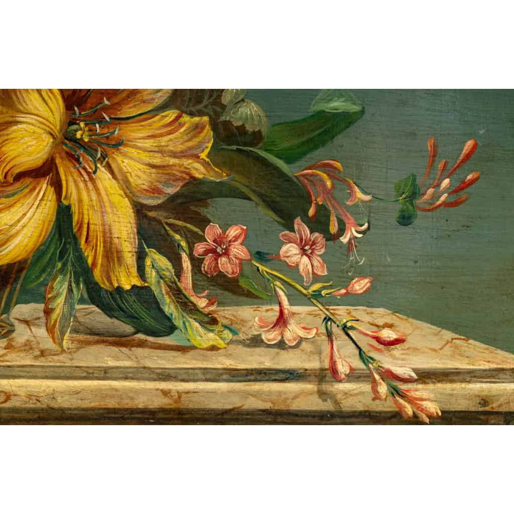 Bouquet de Fleurs sur un Entablement en Pierre huile sur panneau vers vers 1880-1890 | Biron 