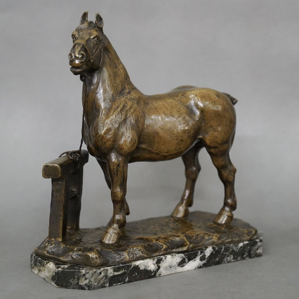 Sculpture – Cheval Percheron , René Maxime Choquet (1872-1958) – Bronze | Biron 