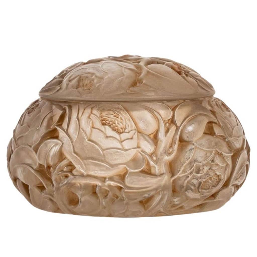 Boîte « Dinard » verre blanc patiné sépia de René LALIQUE | Biron 