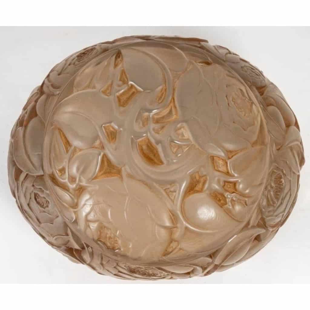 Boîte « Dinard » verre blanc patiné sépia de René LALIQUE | Biron 