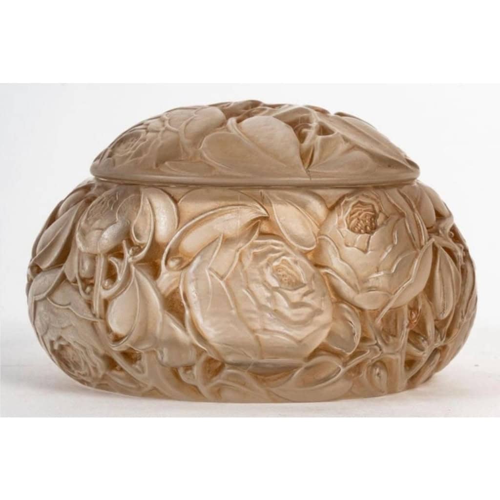 Boîte « Dinard » verre blanc patiné sépia de René LALIQUE | Biron 