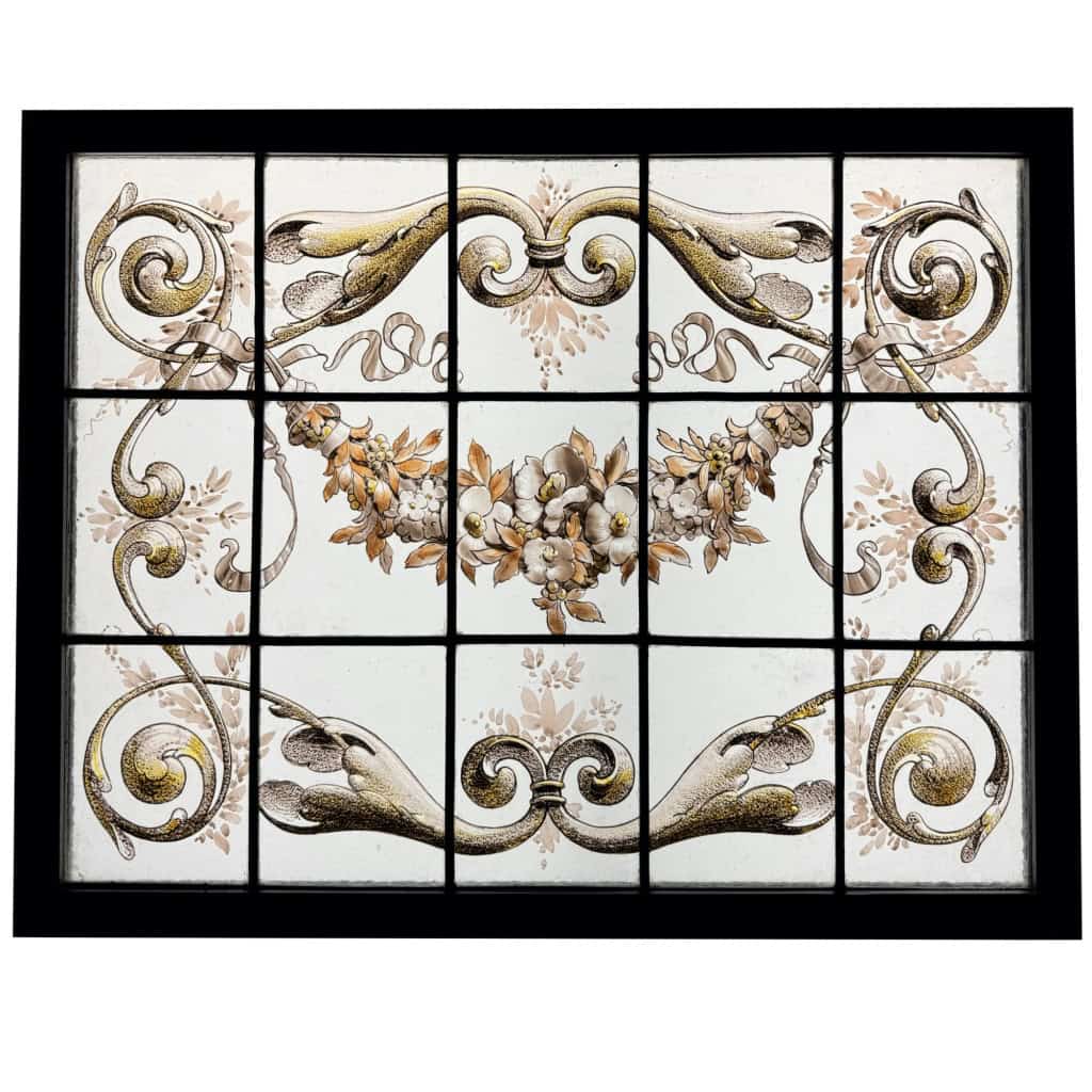 Imposte (1) (55 x 70 cm) | Biron vitrail imposte guirlande