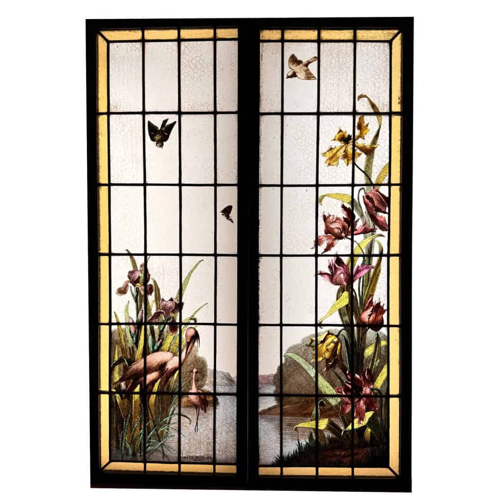 Vitrail aux hérons – Delmas (132,5 x 92 cm) | Biron 