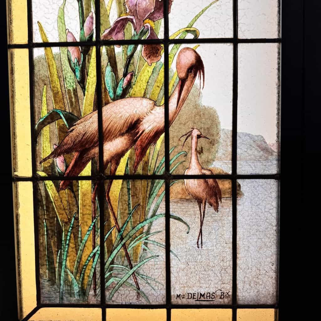 Vitrail aux hérons – Delmas (132,5 x 92 cm) | Biron 