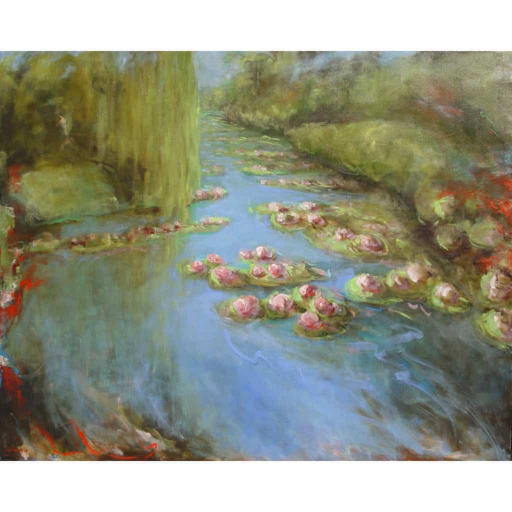 Tableau à l’huile intitulé « 50 nuances de Nymphéas n°6 » de l’artiste peintre Isabelle Delannoy | Biron 