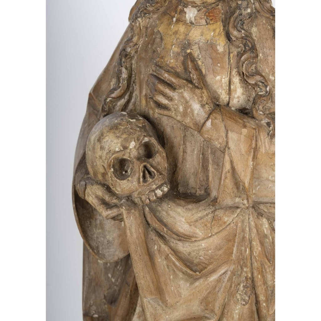 Sculpture en bois sculpté représentant Marie Madeleine, Circa 1500. | Biron 