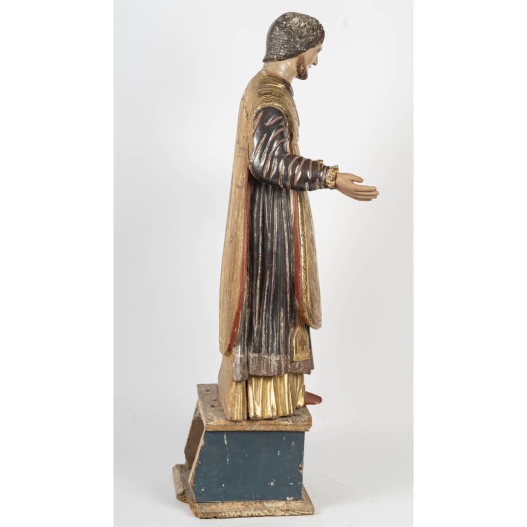 Sculpture religieuse en bois sculpté et polychromé, XIXème siècle. | Biron 