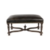 Tabouret en chêne du XIXème siècle, recouvert de cuir, époque Napoléon III. | Biron 