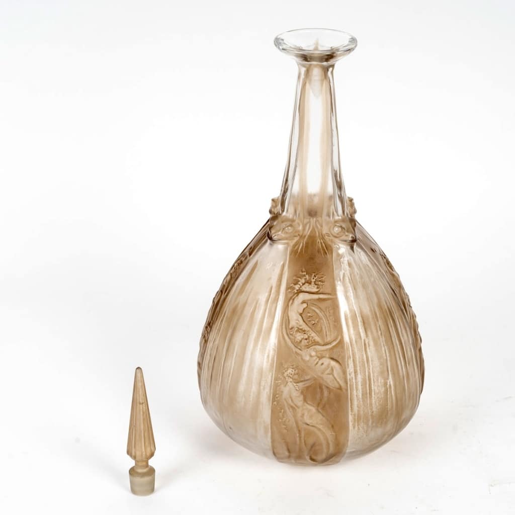 “Sirens and Frogs” carafe in sepia-patinated white glass by René LALIQUE | Biron