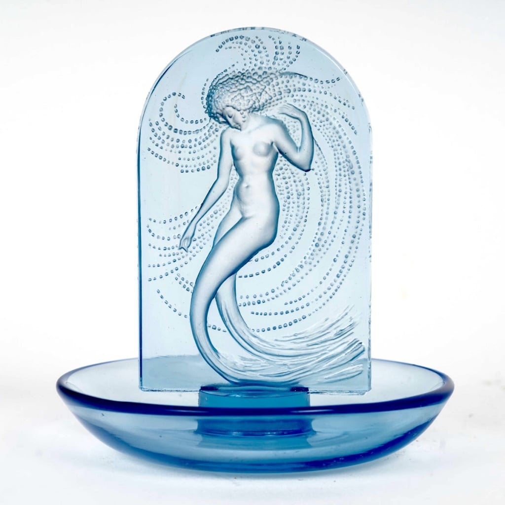 Baguier ashtray “Naïade” blue glass by René LALIQUE | Biron