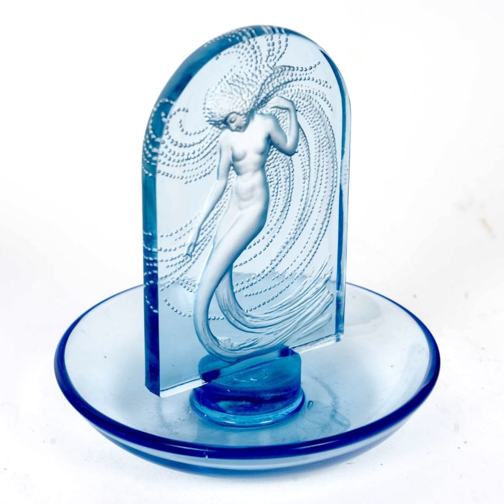 Baguier ashtray “Naïade” blue glass by René LALIQUE | Biron