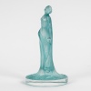 Stamp “Draped Statuette” in white glass with turquoise blue patina by René LALIQUE | Biron