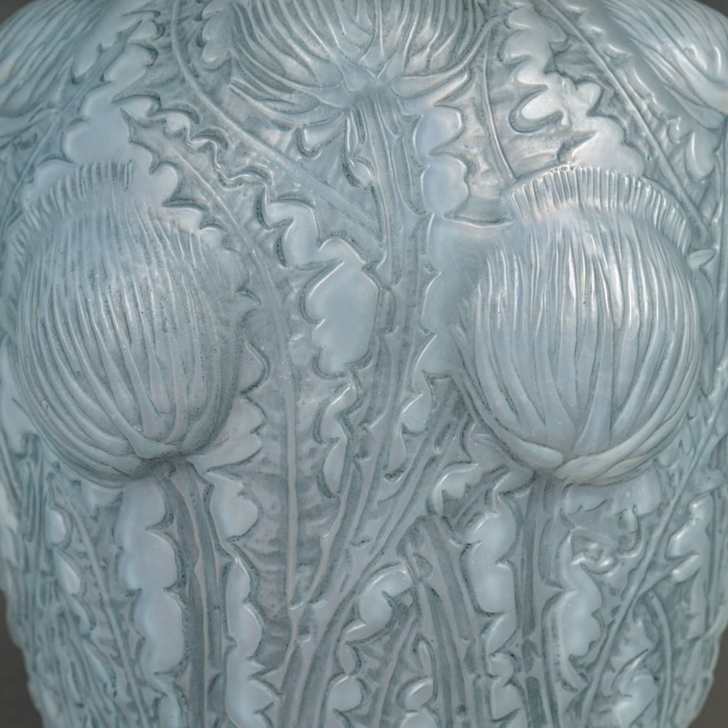 “Domrémy” vase in blue patinated opalescent glass by René LALIQUE | Biron