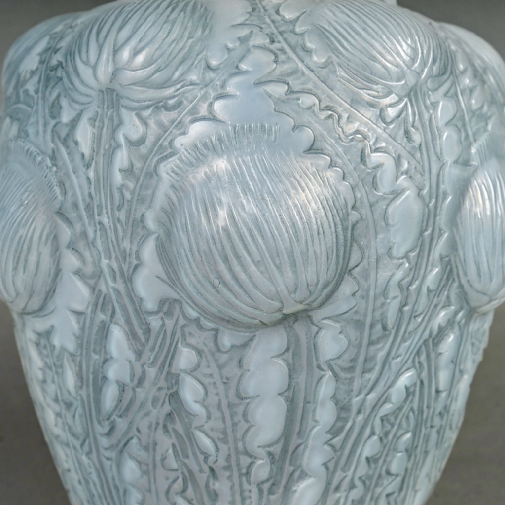 “Domrémy” vase in blue patinated opalescent glass by René LALIQUE | Biron
