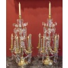Paire de chandeliers en bronze et cristal Baccarat, XIXème siècle | Biron 