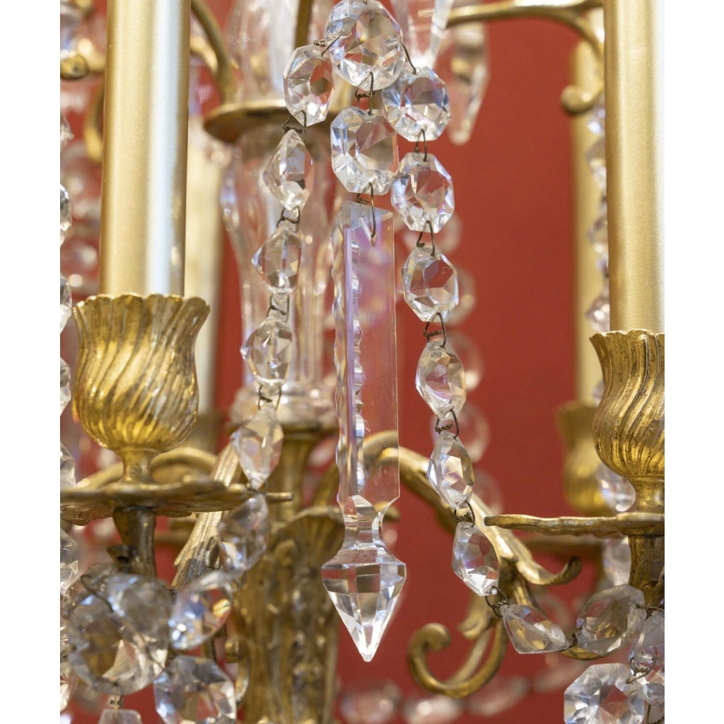 Paire de chandeliers en bronze et cristal Baccarat, XIXème siècle | Biron 