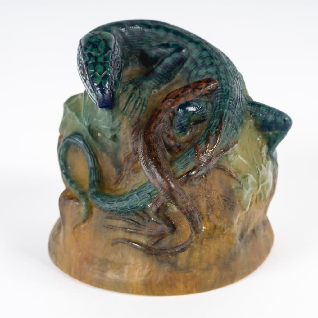 Amalric Walter (1870-1959) Verrier & Henri Bergé (1870-1937) Sculpteur,Presse-papiers en Pâte-de-Verre » Les Lézards » | Biron 