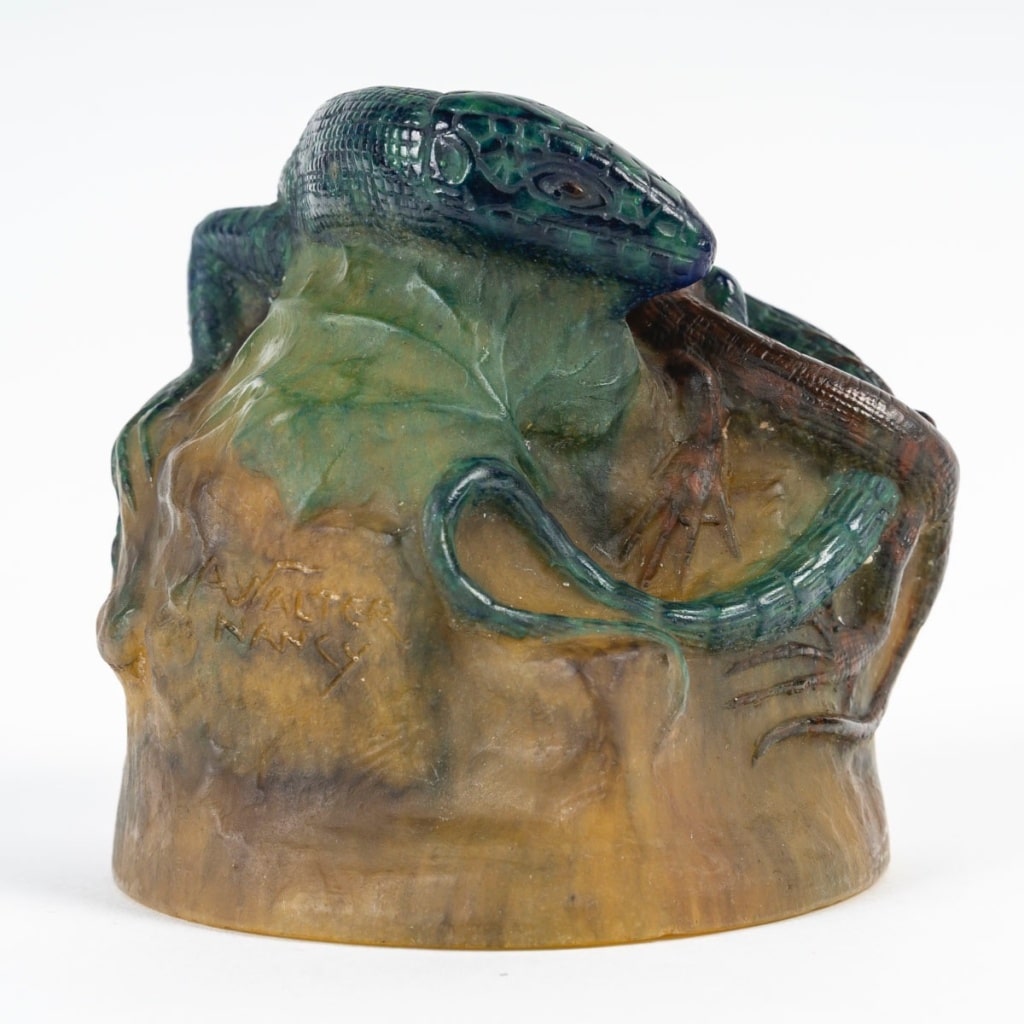 Amalric Walter (1870-1959) Verrier & Henri Bergé (1870-1937) Sculpteur,Presse-papiers en Pâte-de-Verre » Les Lézards » | Biron 