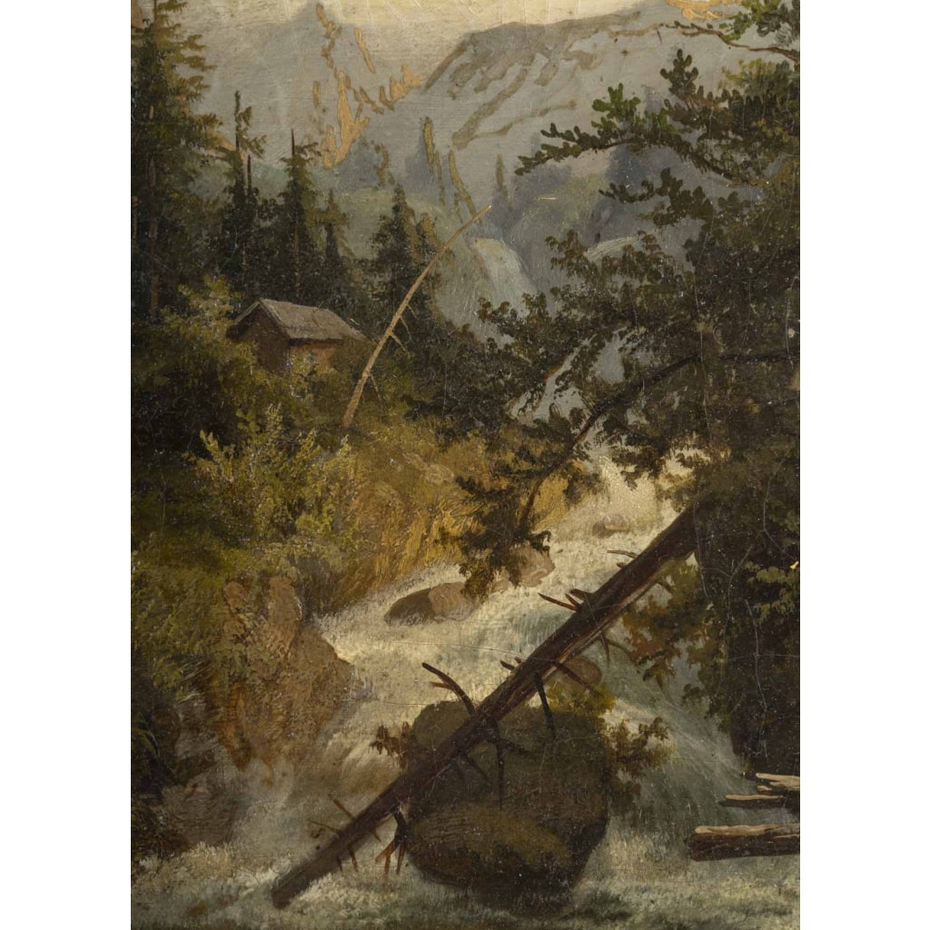 Un tableau huile sur toile sous-bois encadré, fin XIXème siècle | Biron 