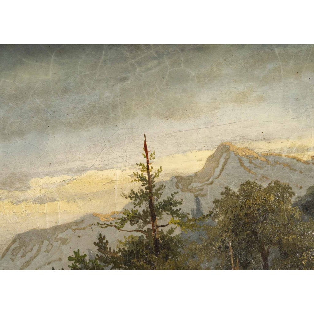 Un tableau huile sur toile sous-bois encadré, fin XIXème siècle | Biron 