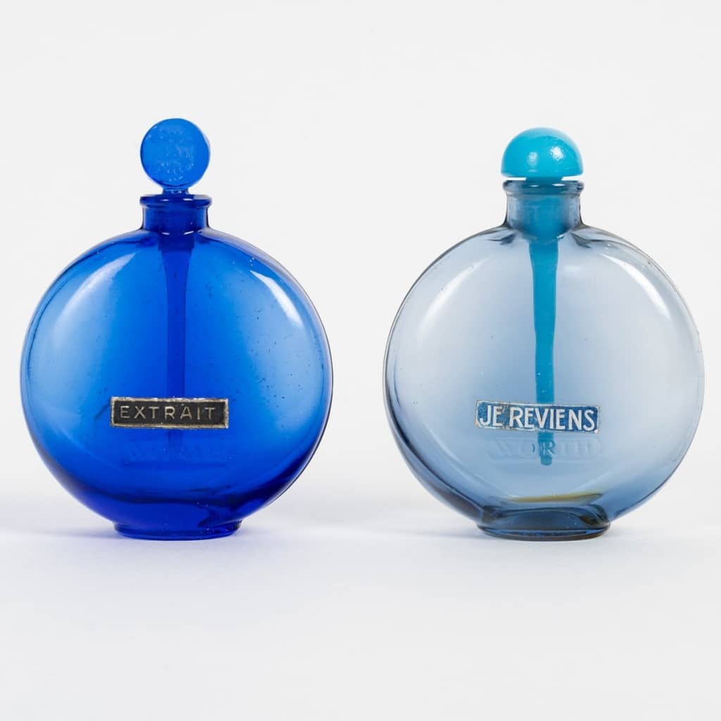 1924 René Lalique – Deux Flacons Je Reviens – Dans La Nuit Verre Bleu Pour Worth | Biron 