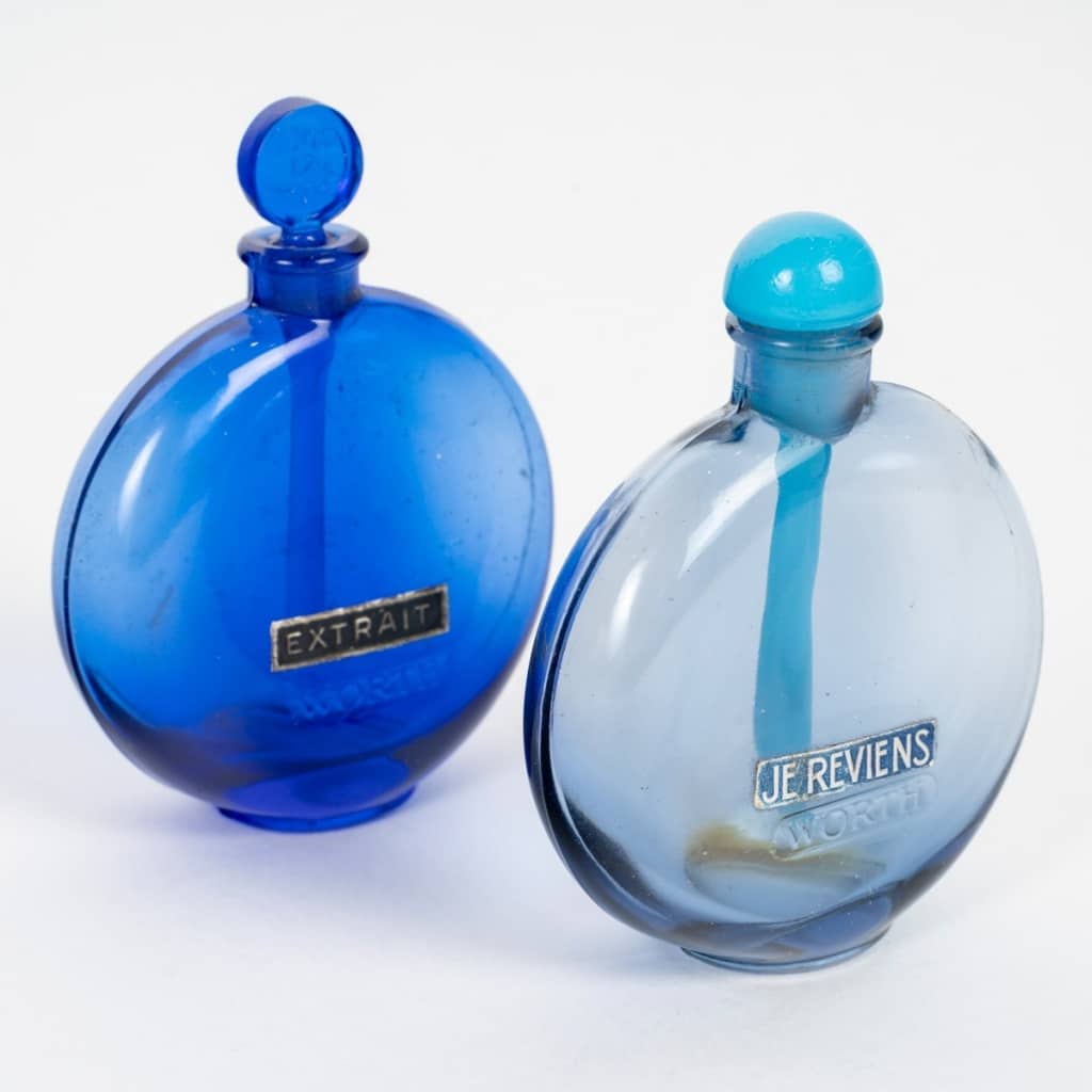1924 René Lalique – Deux Flacons Je Reviens – Dans La Nuit Verre Bleu Pour Worth | Biron 