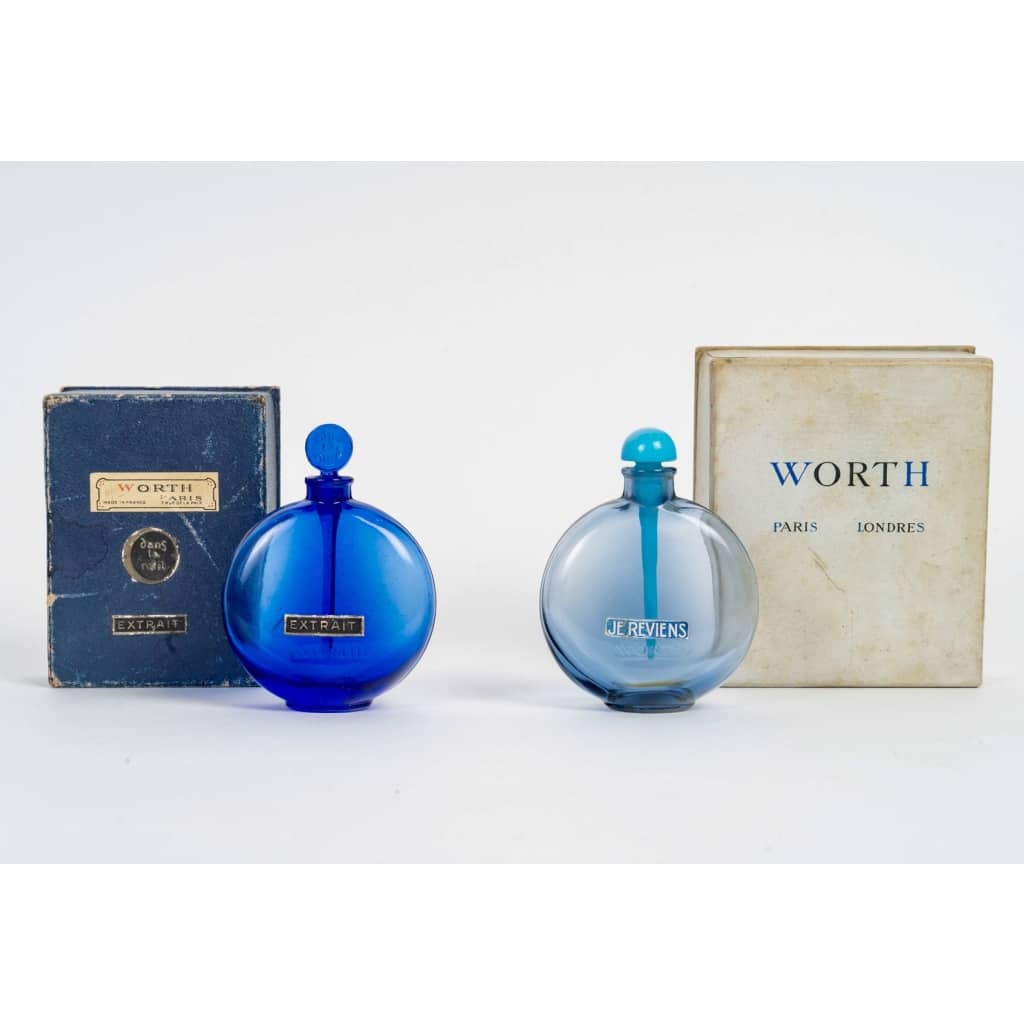 1924 René Lalique – Deux Flacons Je Reviens – Dans La Nuit Verre Bleu Pour Worth | Biron 