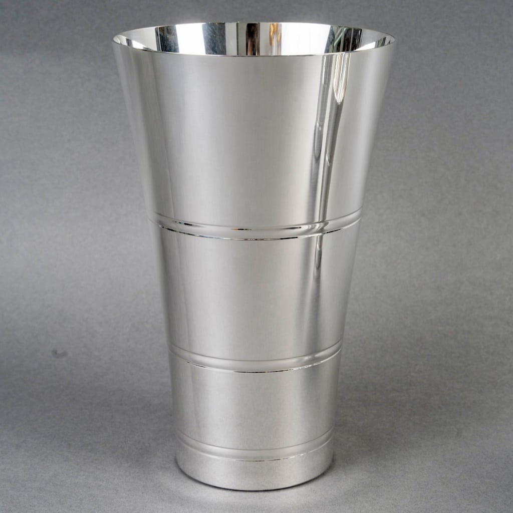 Puiforcat – 3 Vases Gigognes Art Deco Moderniste Métal Argenté | Biron 