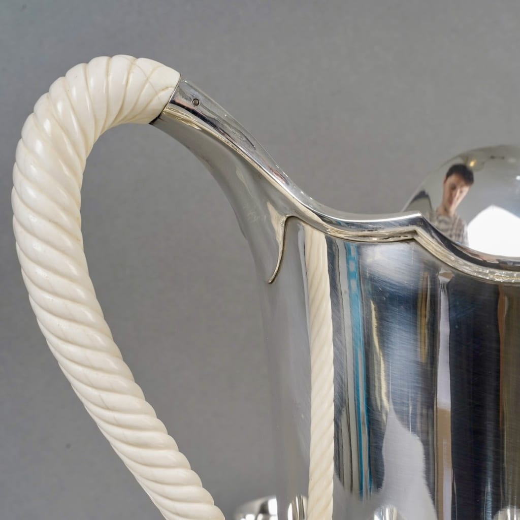 1950 Wolfers – Service à Orangeade Hollywood Regency Argent Massif Et Ivoire | Biron 