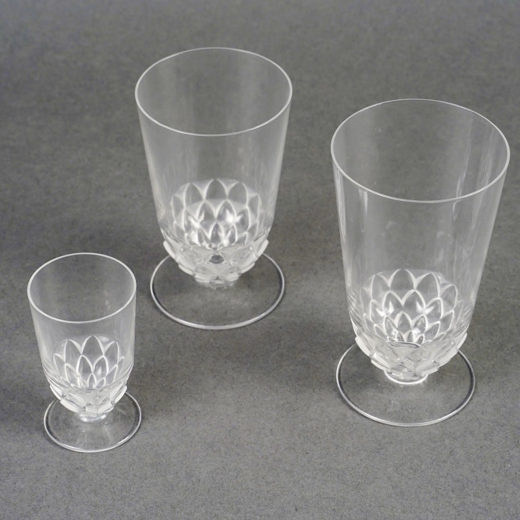 1930 René Lalique – Service Saint Cyr Verre Blanc – 24 Pièces | Biron 