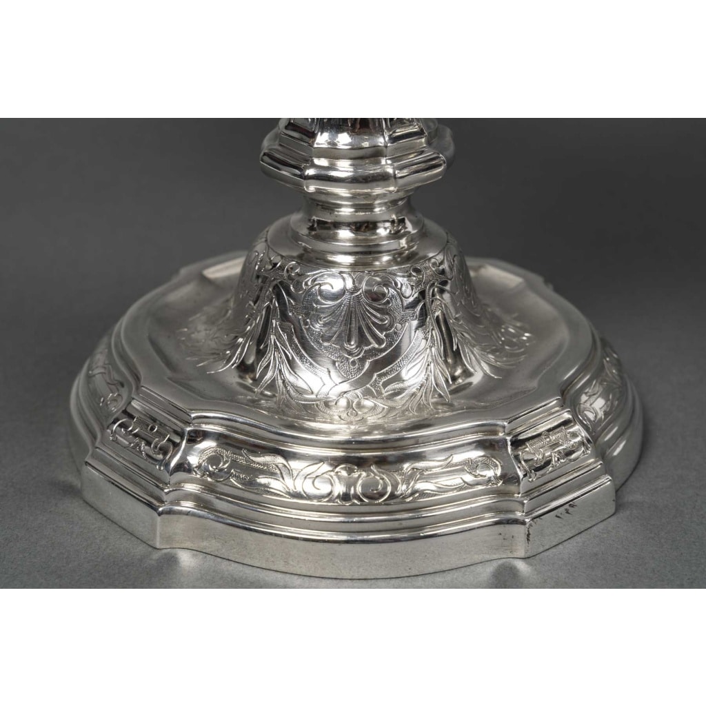 Orfèvre TETARD – Paire de Candélabres 5 lumières en argent massif XXe | Biron 