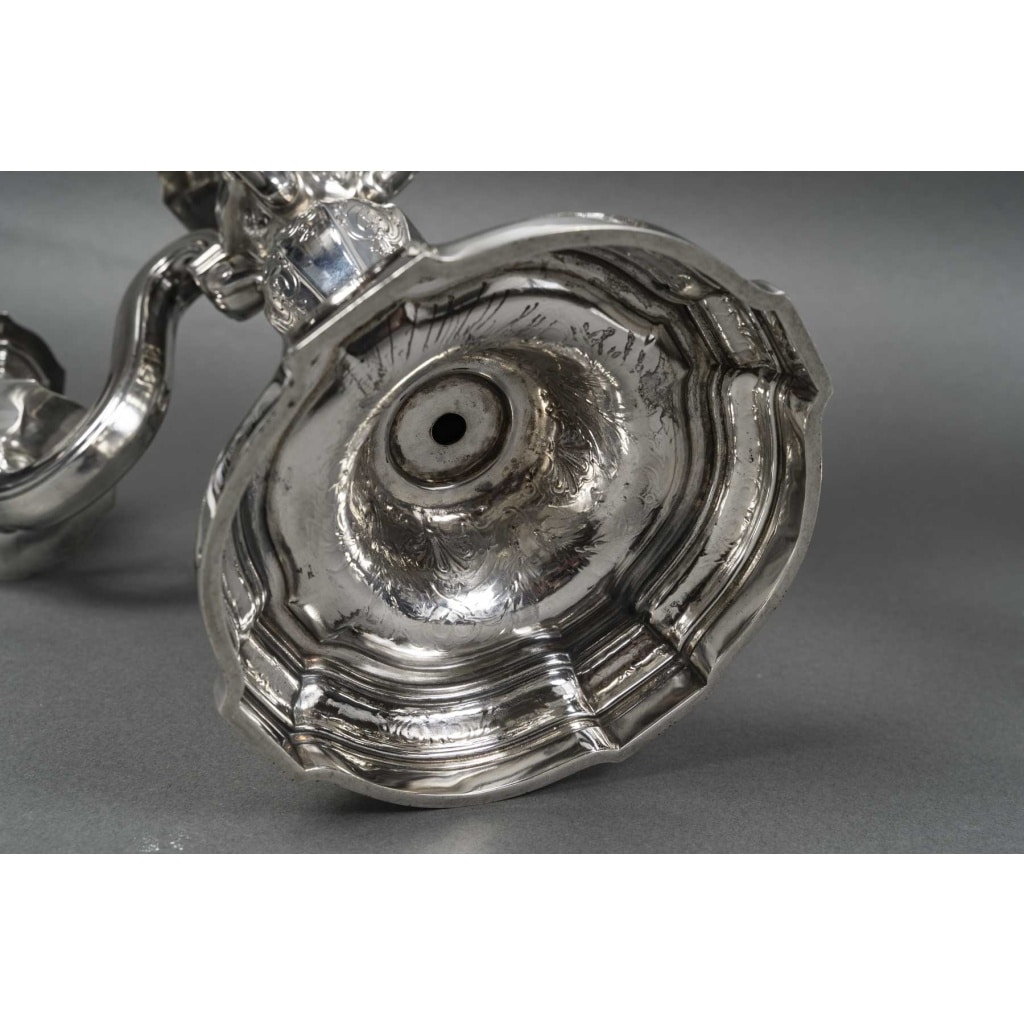 Orfèvre TETARD – Paire de Candélabres 5 lumières en argent massif XXe | Biron 