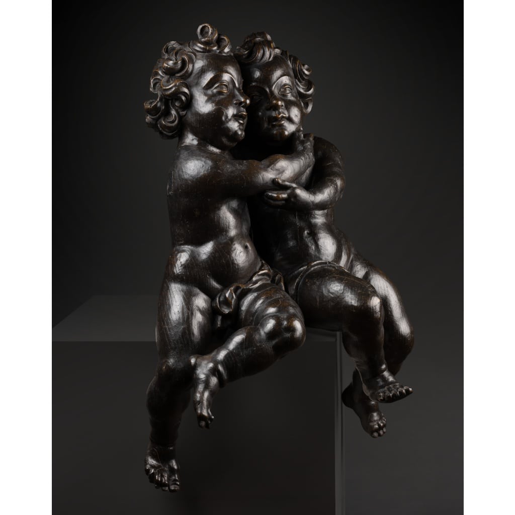 Amours enlacés en chêne sculpté – Flandres XVIIe siècle | Biron 