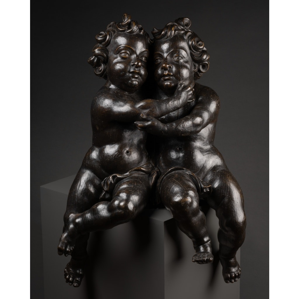 Amours enlacés en chêne sculpté – Flandres XVIIe siècle | Biron 
