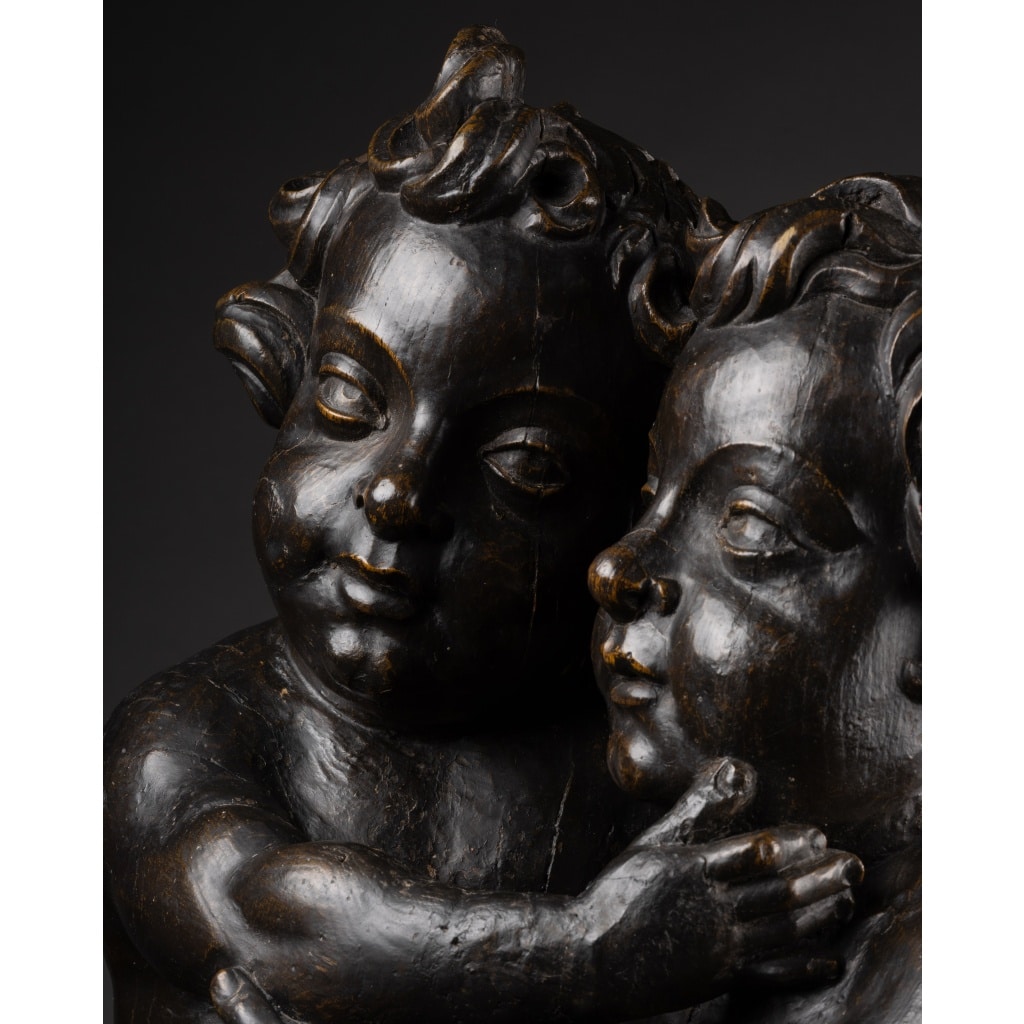 Amours enlacés en chêne sculpté – Flandres XVIIe siècle | Biron 
