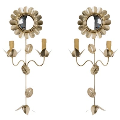 1960 Grande paire d'appliques en laiton dorÃ© de la Maison HonorÃ©