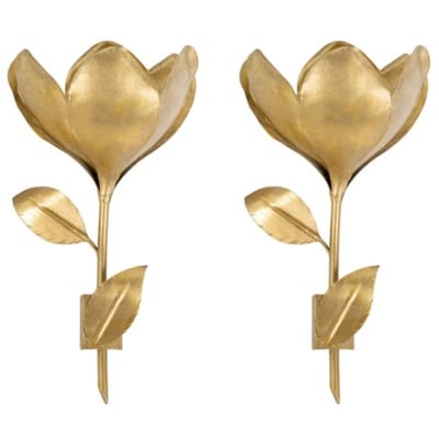 1960 Paire d'appliques en métal doré Maison FlorArt