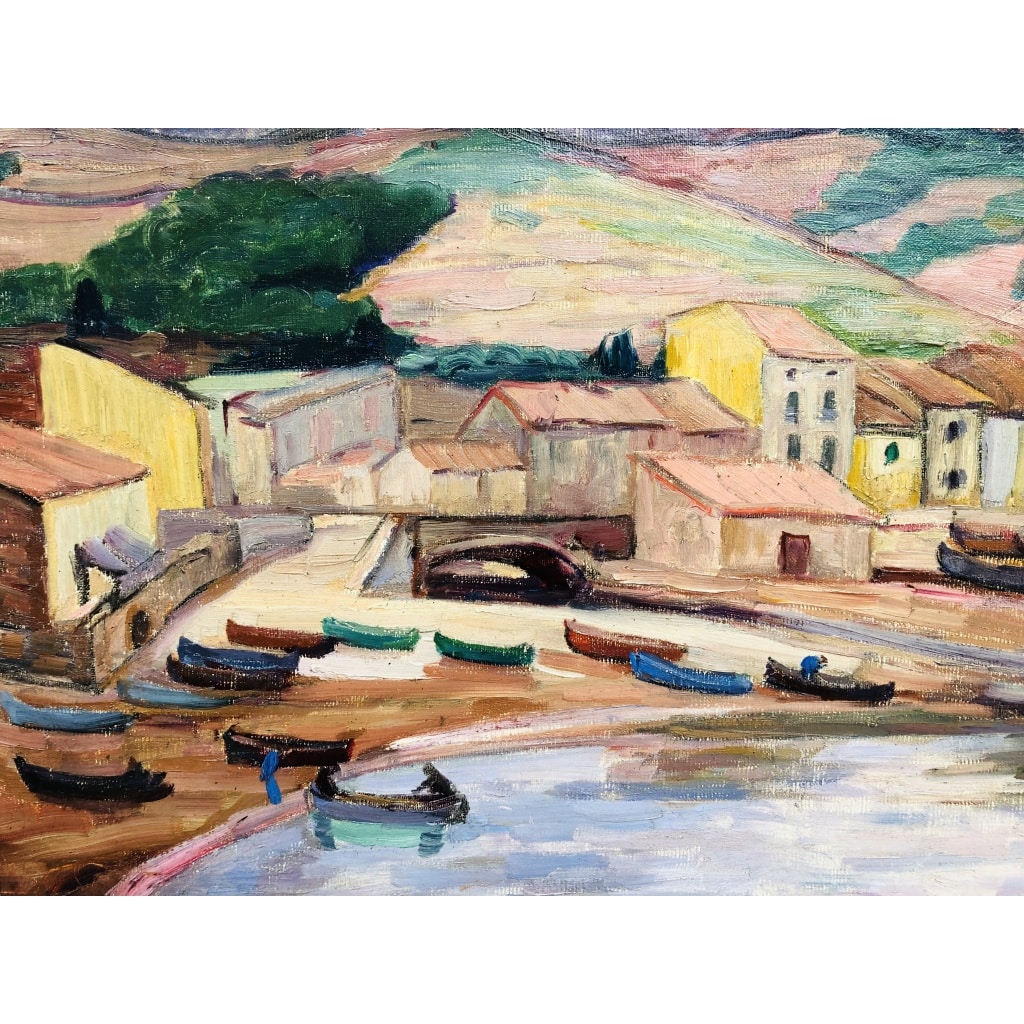 Detroy Léon Ecole Française 20è Siècle Vue du sud de la France Huile Sur Toile Signée Certificat d’authenticité | Biron 