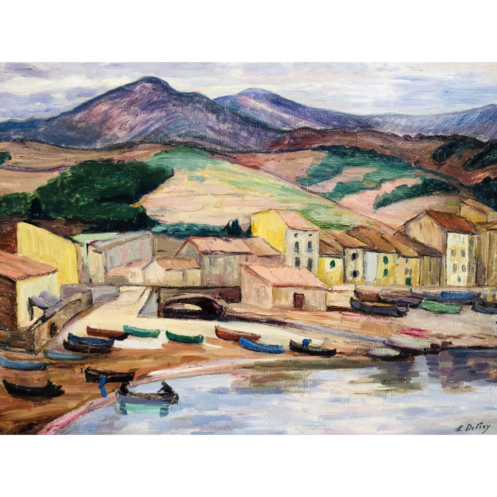 Detroy Léon Ecole Française 20è Siècle Vue du sud de la France Huile Sur Toile Signée Certificat d’authenticité | Biron 