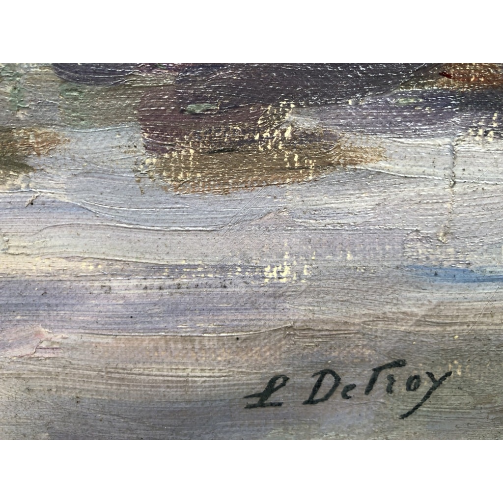 Detroy Léon Ecole Française 20è Siècle Vue du sud de la France Huile Sur Toile Signée Certificat d’authenticité | Biron 