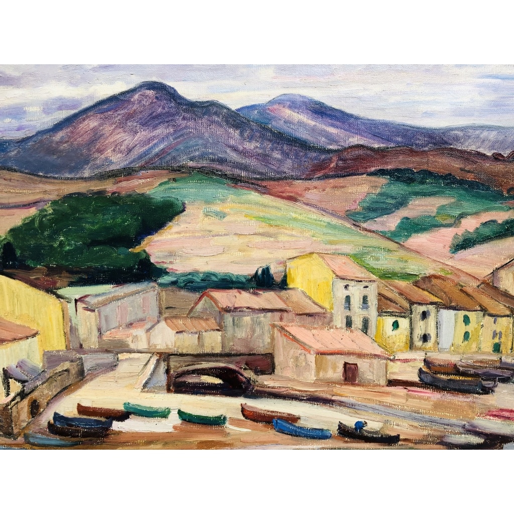 Detroy Léon Ecole Française 20è Siècle Vue du sud de la France Huile Sur Toile Signée Certificat d’authenticité | Biron 